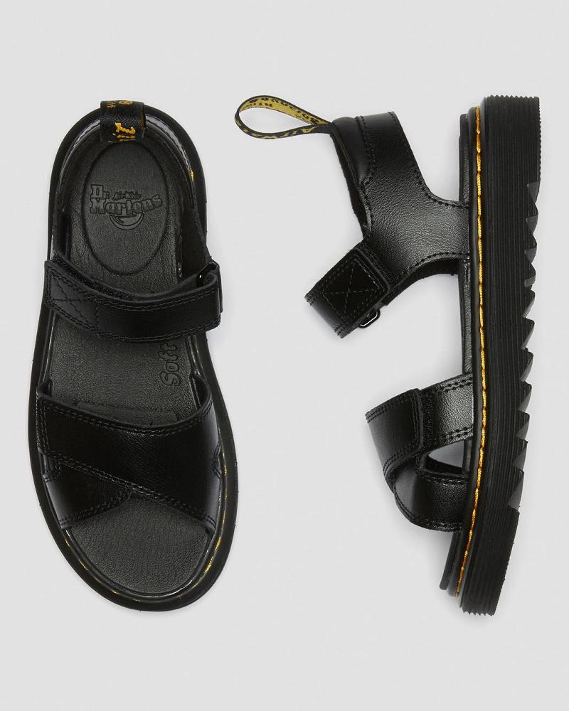 Sandalias Dr Martens Junior Vossie Cuero Niños Negros | MX 102GSO